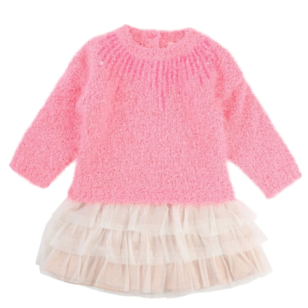 ✨ Billieblush Baby Fuchsia Knit & Tulle Dress 👶 NWT EU Designer 3M